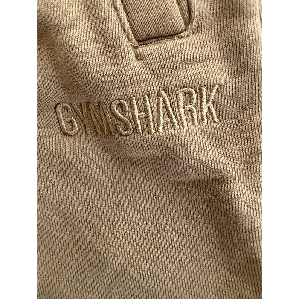 Gymshark Men's Joggers Medium M Tan Beige Fleece Sweatpants Elastic Cuff